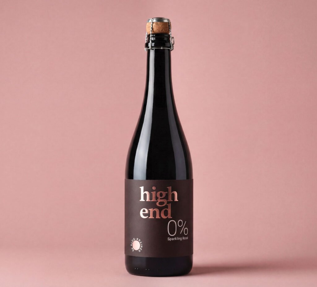 high end Flasche stehend mit rose Hintergrund